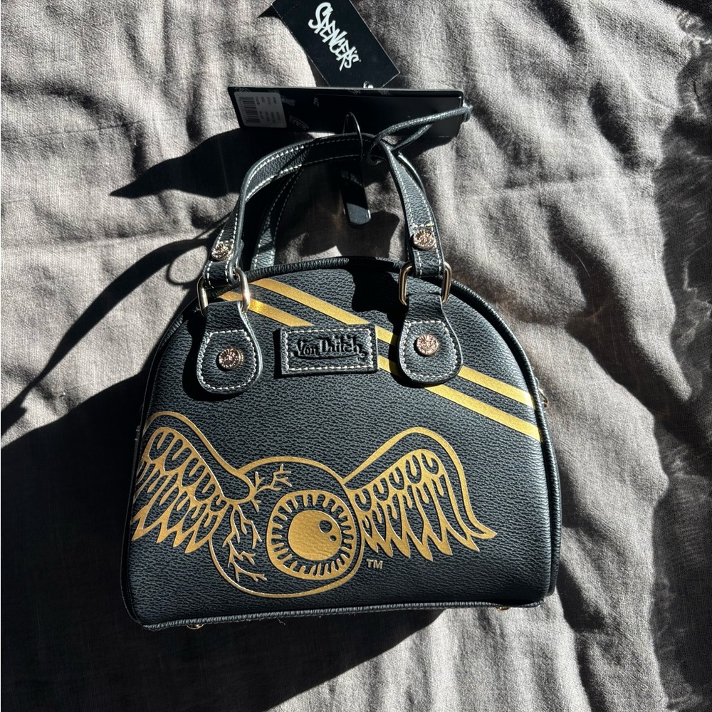 Von Dutch Mini Bag in Black with Gold Accents